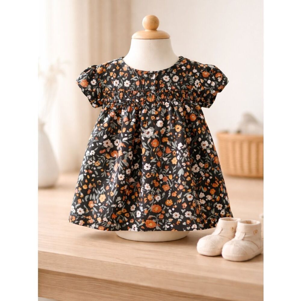 EUC Carter’s Girls Floral Print Short Sleeve Dress - Size 18 Month